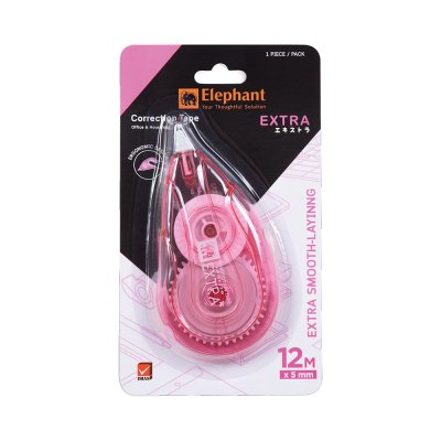 ยกกล่อง 12 ชิ้น Elephant เทปลบคำผิด EXTRA Correction Tape 5mm X 12M