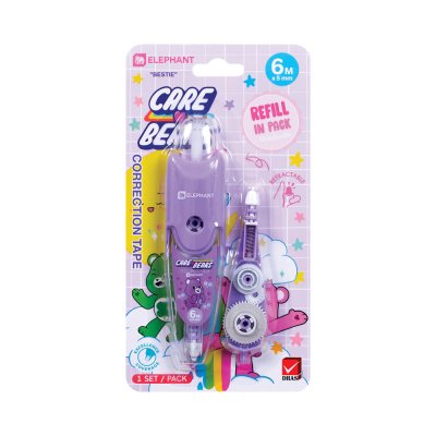 ยกกล่อง 12 ชิ้น Elephant Care Bears Bestie เทปลบคำผิด + ใส้เติมเทปลบคำผิด 6M X 5mm คละสี คละลาย