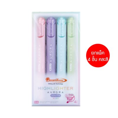 ยกแพ็ค 4 ชิ้น Quantum Aurora Highlighter ปากกาเน้นข้อความ 2-4 mm. คละสี