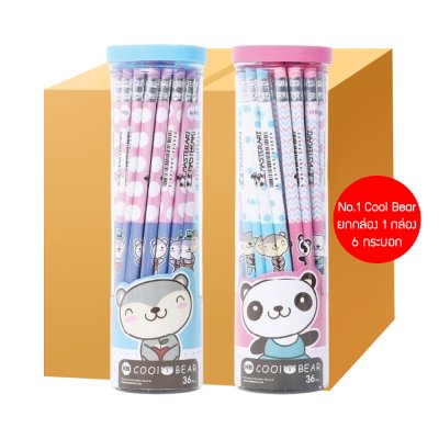 ยกกล่อง 1 กล่อง 6 กระบอก Masterart ดินสอดำแฟนซี Blacklead Pencil HB No.1 Cool Bear คละสี คละลาย