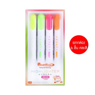 ยกกล่อง 6 ชิ้น Quantum Aurora Highlighter ปากกาเน้นข้อความ 2-4 mm. คละสี