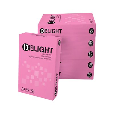 Delight กระดาษถ่ายเอกสาร 80 แกรม ขนาด A4 500 แผ่น สีขาว 1 รีม