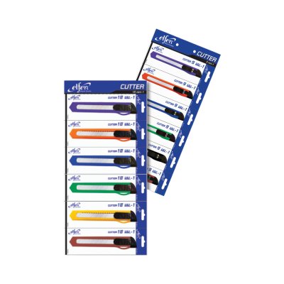 ยกแพ็ค 6 ชิ้น Elfen คัตเตอร์ 9 มม. และ 18 มม. ใบมีด 45 องศา คละสี