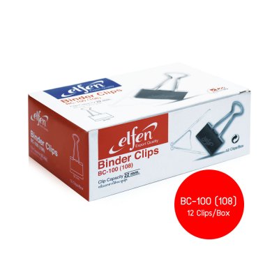 Elfen คลิปดำหนีบกระดาษ 12ชิ้น/กล่อง