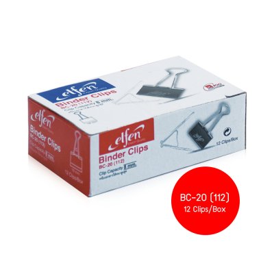 Elfen คลิปดำหนีบกระดาษ 12ชิ้น/กล่อง