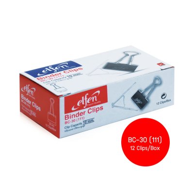Elfen คลิปดำหนีบกระดาษ 12ชิ้น/กล่อง