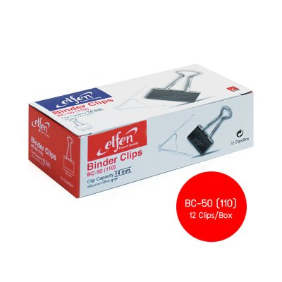 Elfen คลิปดำหนีบกระดาษ 12ชิ้น/กล่อง