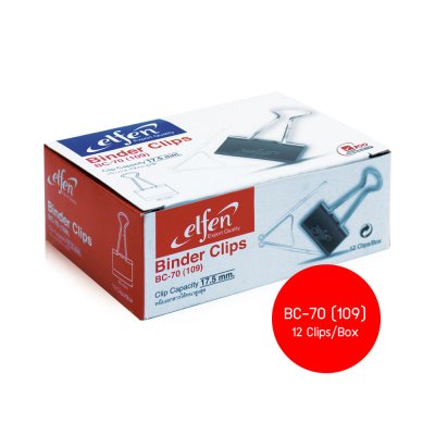 Elfen คลิปดำหนีบกระดาษ 12ชิ้น/กล่อง