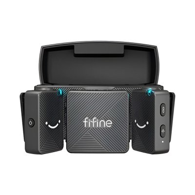 Fifine M9 Dual Wireless Mic With Charging Case ไมโครโฟนไร้สายแบบพกพา มาพร้อมเคสชาร์จในตัว