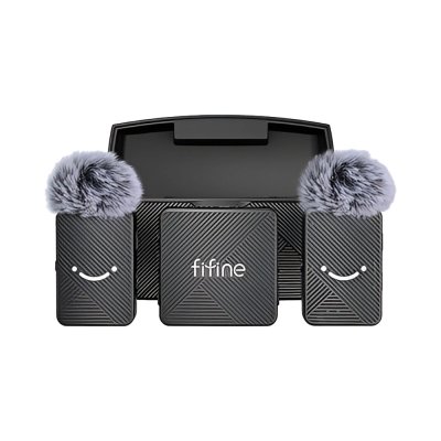 Fifine M9 Dual Wireless Mic With Charging Case ไมโครโฟนไร้สายแบบพกพา มาพร้อมเคสชาร์จในตัว