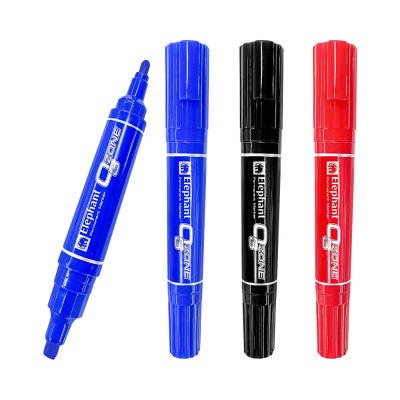 ยกแพ็ค 12 ชิ้น Elephant OZONE Permanent Marker ปากกาเคมี 2 หัว 2 mm. และ 6 mm.