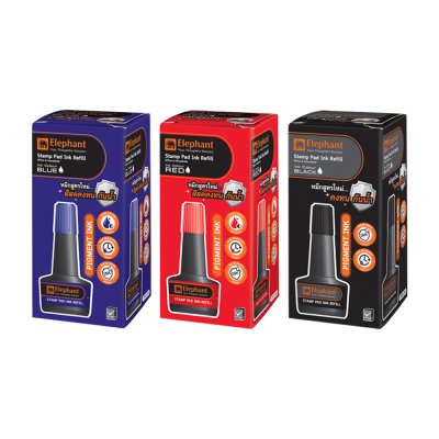 ยกแพ็ค Elephant Stamp Pad Ink Refill 30 ml. หมึกเติมแท่นประทับ