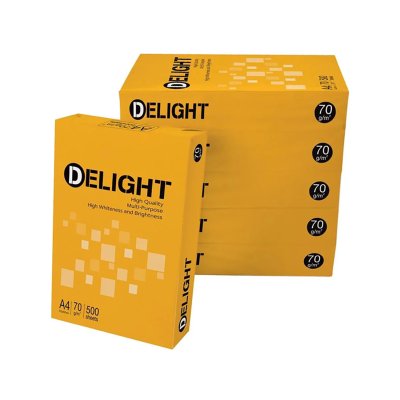 ยกแพ็ค Delight กระดาษถ่ายเอกสาร 70 แกรม ขนาด A4 500 แผ่น สีขาว 5 รีม