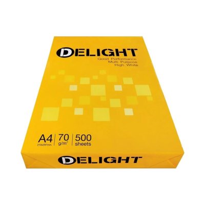 ยกแพ็ค Delight กระดาษถ่ายเอกสาร 70 แกรม ขนาด A4 500 แผ่น สีขาว 5 รีม