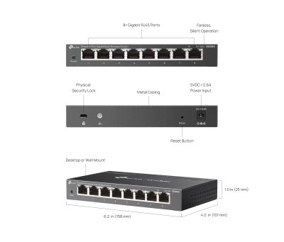 Tp-Link Omada ES208G Gigabit Easy Managed Switch 8-Port สวิตช์กิกะบิต 8 พอร์ต