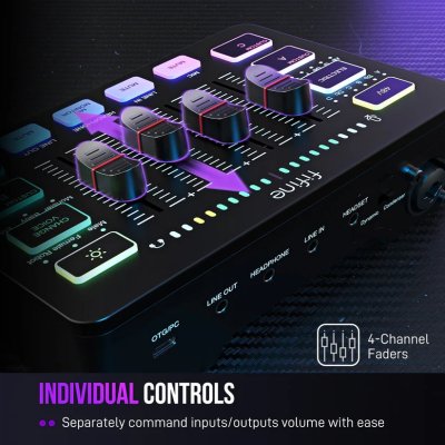Fifine AmpliGame SC3 Gaming Mixer มิกเซอร์ พร้อมไฟ RGB