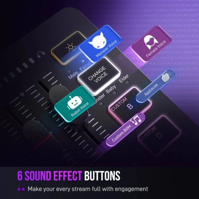 Fifine AmpliGame SC3 Gaming Mixer มิกเซอร์ พร้อมไฟ RGB