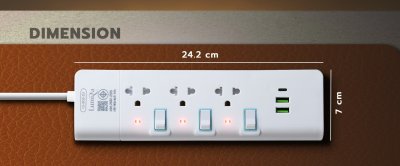 Lumira LS-803 2U White 3Outlet 2Usb 2300W ปลั๊กสามตา