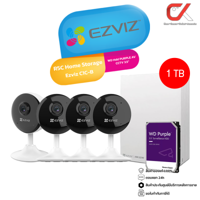 Ezviz C1C-B 4Mp กล้อง 4 ตัว + R5C Home Storage nvr + WD Hdd PURPLE AV CCTV 3.5