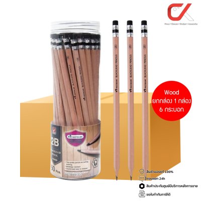ยกกล่อง 1 กล่อง 6 กระบอก Masterart ดินสอดำ Blacklead Pencil 2B Wood