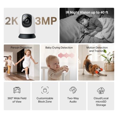 Mercusys MC210 2K Pan/Tilt Home Security Wi-Fi Camera กล้องวงจรปิด