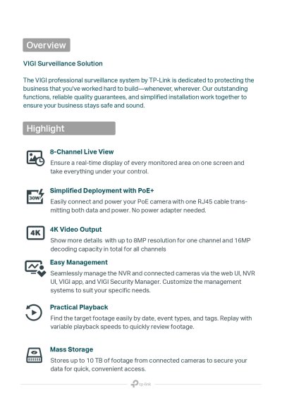 TP Link VIGI NVR1008H-8P 8Ch 53W PoE+ Network Video Recorder เครื่องบันทึก 8 ช่อง