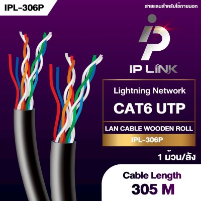 IP-Link IPL-306P Lan Cat 6 Outdoor + สายไฟ 305M สายแลนสำหรับภายนอก