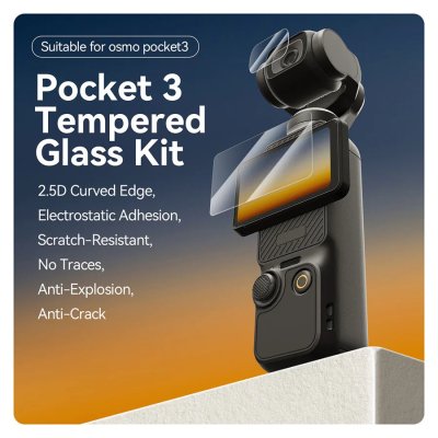 Telesin Tempered Glass Lens + Screen Protectors + Front Screen Protectors for Pocket 3 ฟิล์มกระจกนิรภัย