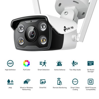 TP Link VIGI C340-W 4mp 4mm Mic Full Color WiFi Outdoor Network Camera กล้องวงจรปิด