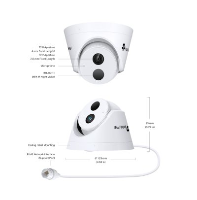 TP Link VIGI C420I 2mp 2.8mm Mic IR Outdoor Network Camera กล้องวงจรปิด