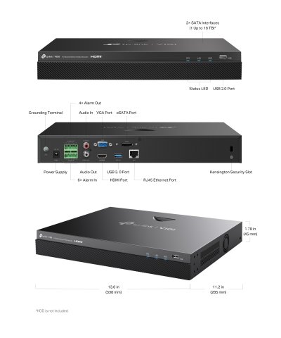 TP-Link VIGI NVR2016H-8MP 16Ch Network Video Recorder เครื่องบันทึกภาพกล้องวงจรปิด