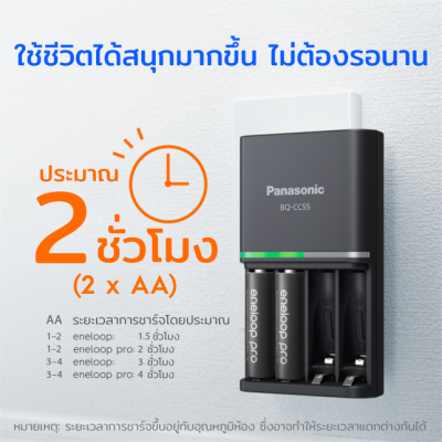 Panasonic Eneloop Quick Charger + Panasonic Eneloop Pro Rechargeable 2550mAh Ni-MH Battery AA 1.2V 4ก้อน