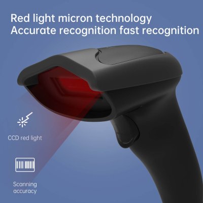 Deli S201 Barcode Scanner CCD Wired Screen 1d Code เครื่องสแกนบาร์โค้ด