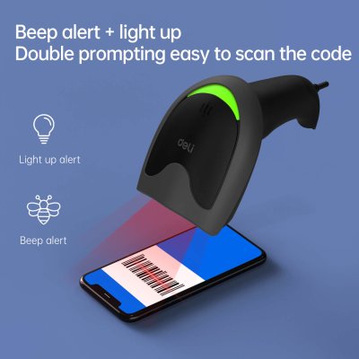 Deli S211 Barcode Scanner Laser Wired Screen 1d Code เครื่องสแกนบาร์โค้ดแบบมีสาย