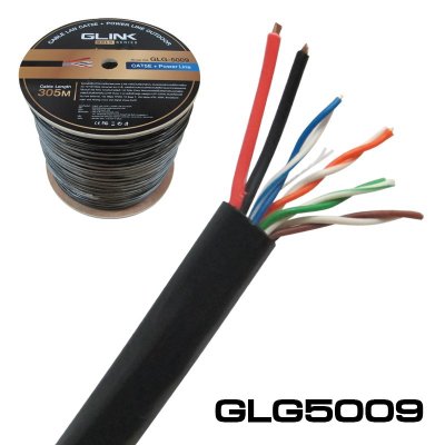 สายแลน GLINK รุ่น GLG5009 Gold CAT5E UTP Cable + Power Wire (305m/Box) Outdoor (GLG-5009 Gold) สีดำ (แท้ศูนย์)