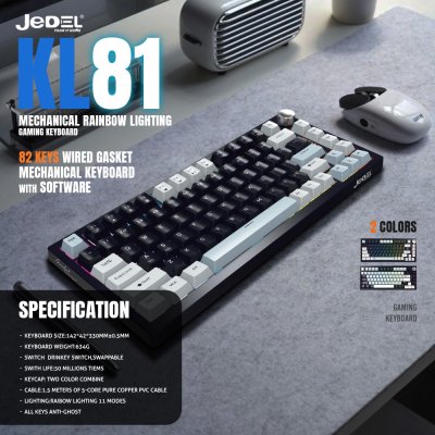 Jedel KL-81 Rgb Mechanical Keyboard Usb 82 Keys Red Switch Th/En คีย์บอร์ดเกมมิ่ง