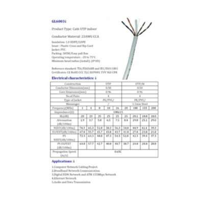 G-link UTP Cable CAT6 305M Indoor GL-6003 สายแลนแท้