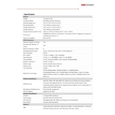 Hikvision DS-3WAP623E-SI Smart Managed Access Point 3000 Mbps Wi-Fi 6 Outdoor อุปกรณ์กระจายสัญญาณ