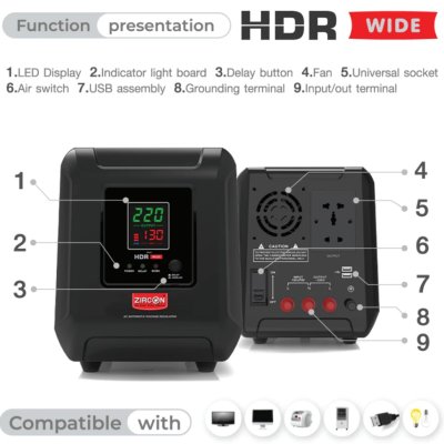 Zircon HDR WIDE Stabilizer 3000VA เครื่องปรับแรงดันไฟ