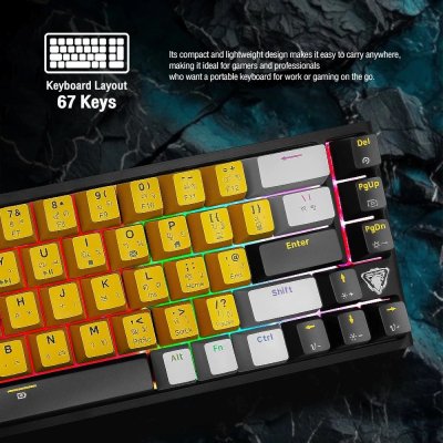 Jedel WKL-103 Rgb Mechanical Keyboard Bt+2.4Ghz+Wied 67 Keys Blue Switch Th/En คีย์บอร์ดเกมมิ่ง