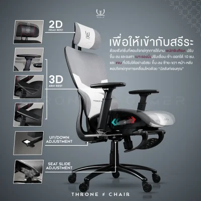 OZAMAรุ่น BETA II เก้าอี้สุขภาพแบบเก้าอี้เกมมิ่งตามหลัก Ergonomics