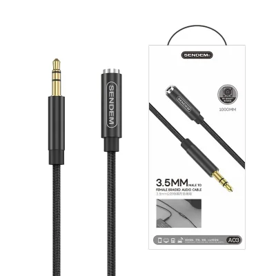 3.5MM Male to Female Braided Audio Cable 'SENDEM' A03 Black