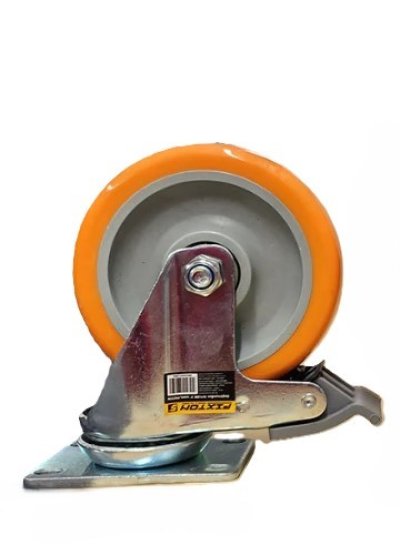 ล้อยูริเทนเหลือง A21UBB 5'' เบรค L/FIXTON+