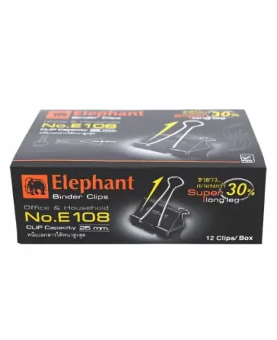 ELEPHANT คลิปดำ 50 มม. รุ่น E108 (กล่อง 12 ตัว)