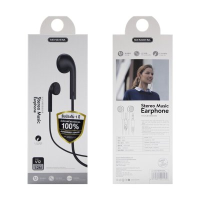 half In ear Earphone With Microphone (V12Black)
