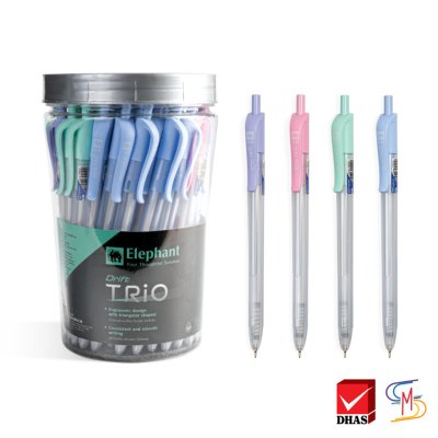 ตราช้างปากกาดริฟท์ ทรีโอ้ น้ำเงินคละสี 0.5 (1x50)