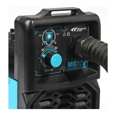 เครื่องเชื่อม MIG โนโว (NOVO) รุ่น MIG120 +ลวด MIG แรงดันไฟเข้า 1 เฟส 220 โวลต์ กำลังไฟเข้า 4.15 KVA กระแสไฟเชื่อม 40-120 แอมป์ ใช้ได้กับลวดเชื่อม 0.6 / 0.8 และ 0.9 มม. ขนาด 1 กิโลกรัม