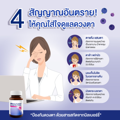 Vistra Bilberry extract plus lutein beta carotene 60แคปซูล วิสทร้า บิลเบอร์รี่ พลัส ลูทีน เบต้าแคโรทีน