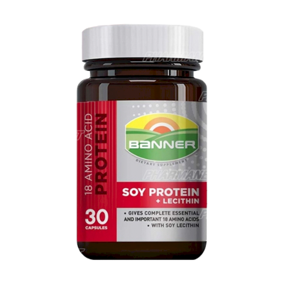 Banner soy protein+lecithin 30 แคปซูล แบนเนอร์ โปรตีนจากถั่วเหลือง