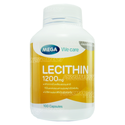 Mega we care lecithin 1200mg 100 แคปซูล เมก้า วีแคร์ เลซิติน 1200มก สกัดจากถั่วเหลืองธรรมชาติ